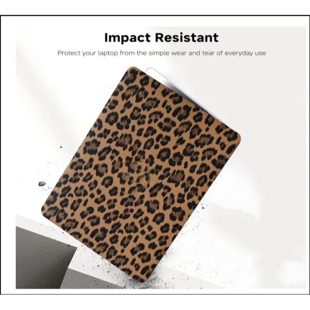 Leather Leopard Print Shell for MacBook Pro 14 in Case 2026-2021 M5 M4 M3 M2 M1
